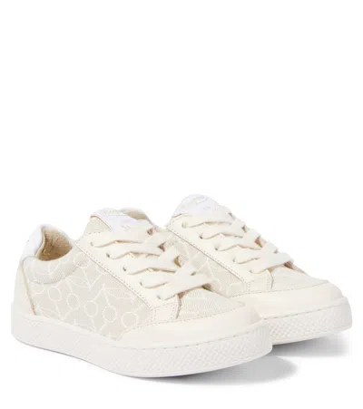 Bonpoint Kids' Cameron Leather-trimmed Canvas Sneakers In Beige