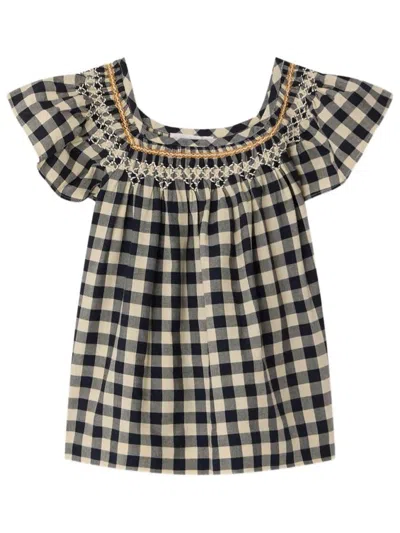 Bonpoint Kids' Karierte Carlie Bluse In Brown