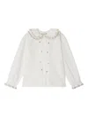 Bonpoint Janeke Organic Cotton Pleated Blouse With Embroidered Collar In White