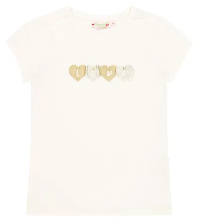 Bonpoint Kids' Capricia Printed Cotton T-shirt In Upb Blanc Lait
