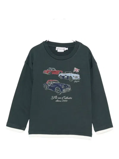 Bonpoint Kids' Car-print Cotton Sweatshirt In Green