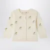 Bonpoint Cardigan Fayana Ivory With Embroidered Cherries In Neutral