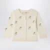 Bonpoint Cardigan Fayana Ivory With Embroidered Cherries In White