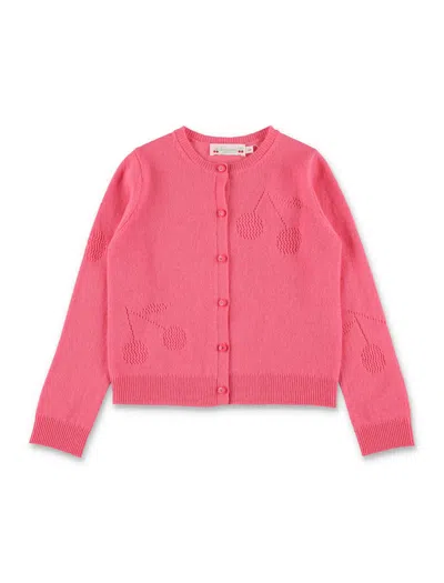 Bonpoint Kids' Ginger Cashmere Cardigan In Rose Bonbon