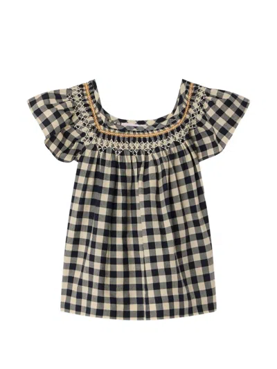Bonpoint Kids' Karierte Carlie Bluse In Brown