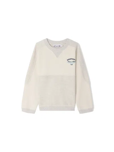 Bonpoint Carmine Sweatshirt Appliqué In Liberty Fabric In Organic Cotton In Grey