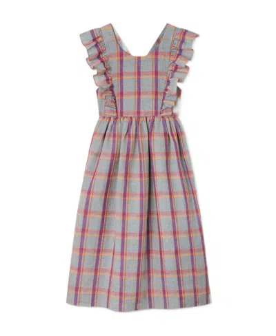 Bonpoint Carole Check-print Maxi Dress In Gray