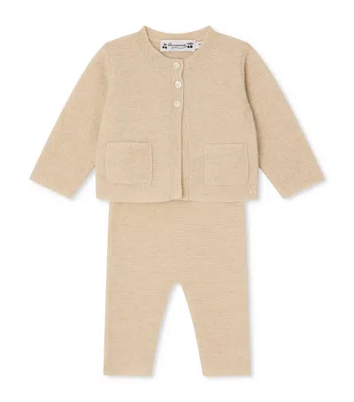 Bonpoint Kids'  Cashmere Cardigan And Trousers Set In Brown