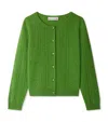 Bonpoint Cable-knit Button-up Cardigan In Green
