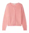 Bonpoint Heart-pattern Cable-knit Cardigan In Pink