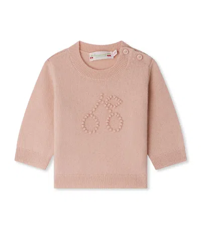 Bonpoint Kids' Cashmere Cherry Sweater In Brown