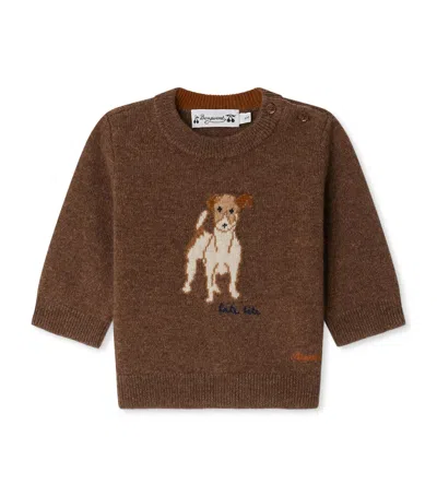 Bonpoint Kids' Cashmere Dog Sweater In Brown