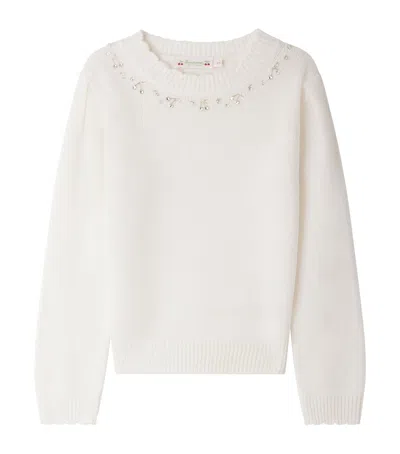 Bonpoint Kids' Cashmere Embellished Sweater In White