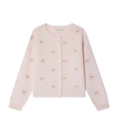 Bonpoint Kids' Cashmere Embroidered Jabara Cardigan In Pink