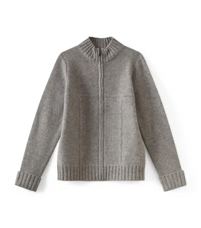 Bonpoint Kids' Cashmere Funnel-neck Cardigan In Brown