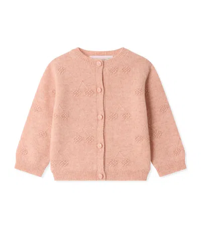 Bonpoint Kids'  Cashmere Grape-pattern Cardigan In Pink