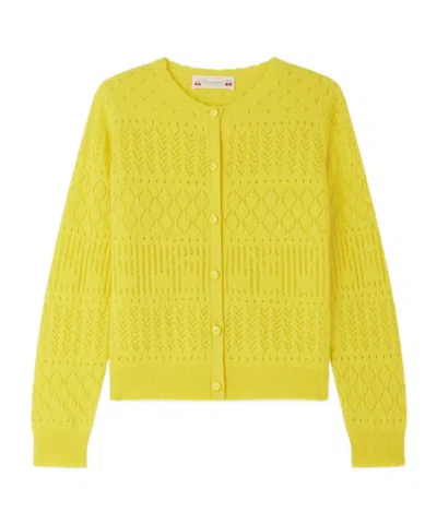 Bonpoint Kids' Cashmere Hollow Cardigan In Yellow