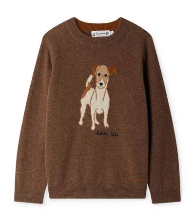 Bonpoint Kids' Cashmere Jacquard Sweater In Brown