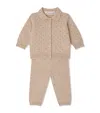 Bonpoint Cashmere Pointelle Shirt And Trousers Set In Neutral