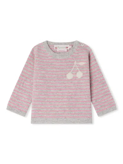 Bonpoint Babies' Celly Striped Cashmere Jumper In Grey