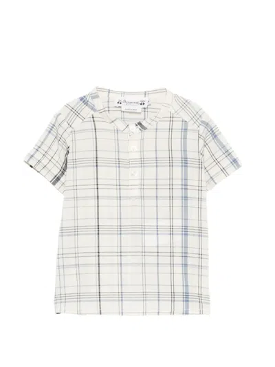 Bonpoint Babies' Cesari Check-pattern Short-sleeve Shirt In White