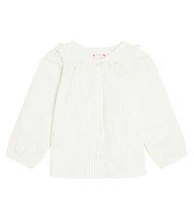 Bonpoint Kids' Charley Striped Cotton Blouse In White