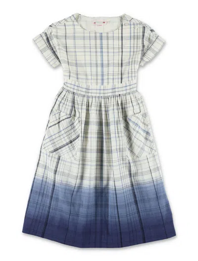 Bonpoint Charming Mini Dress With Checkered Design And Indigo Hem In Blue Checks