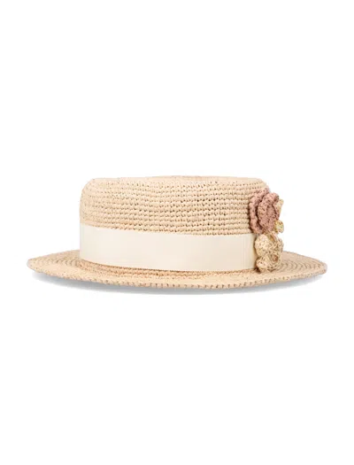 Bonpoint Charming Summer Hat For Girls In Naturel