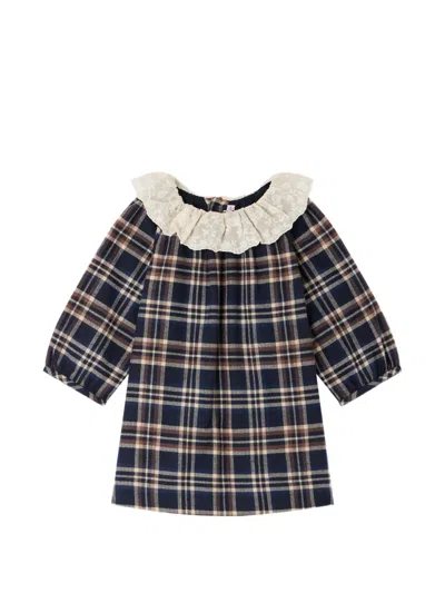 Bonpoint Babies' Check Lace-collar Dress In Black