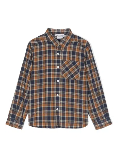Bonpoint Kids' Check-print Cotton Shirt In Blue