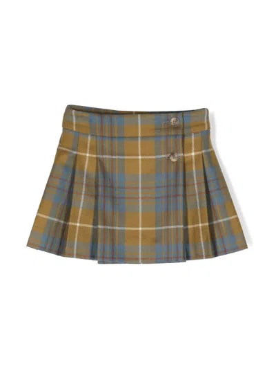 Bonpoint Kids' Check-print Pleated Skirt In Green
