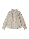 Bonpoint Checked Cherry-motif Blouse In Neutral