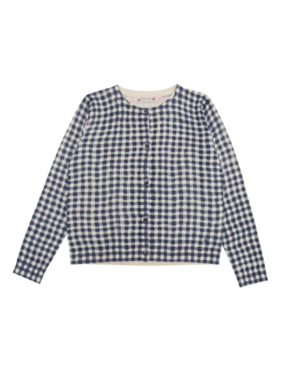 Bonpoint Kids' Checked Patterned Cardigan For Girls In Blue