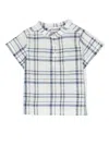 Bonpoint Checked Short-sleeved Shirt In White