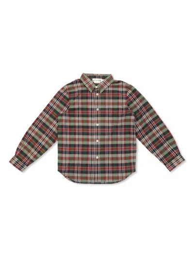 Bonpoint Kids' Checkered Shirt In Green