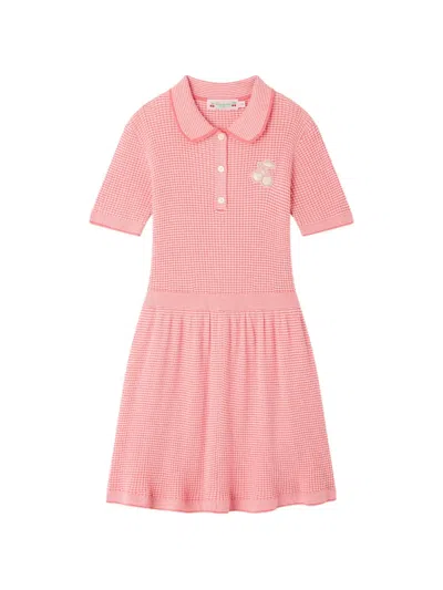 Bonpoint Kids' Check-pattern Cherry-patch Dress In Pink