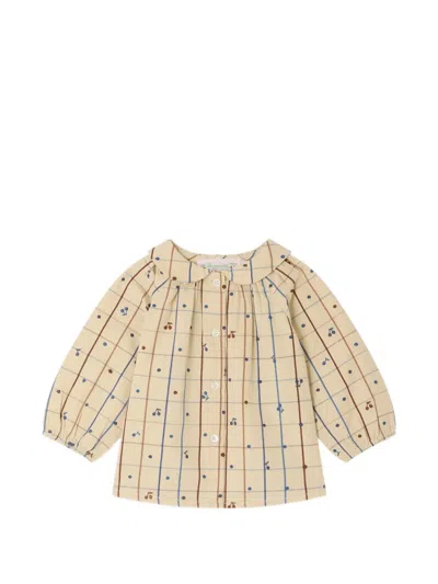 Bonpoint Babies' Check-pattern Embroidered Blouse In Neutrals