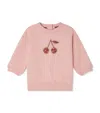 Bonpoint Cherry Appliqué Sweatshirt In Pink