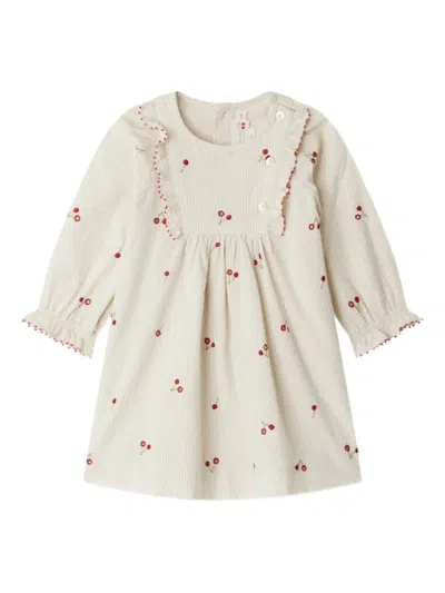 Bonpoint Babies' Cherry-embellishment Ruffled Dress In Neutral