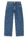 Bonpoint Cherry Embroidery Jeans In Blue