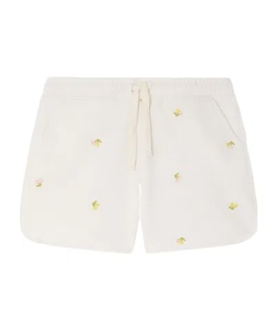 Bonpoint Cherry Print Caroline Fleece Shorts In White