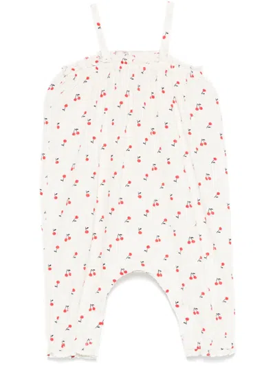 Bonpoint Babies' Cherry-print Dungarees In White