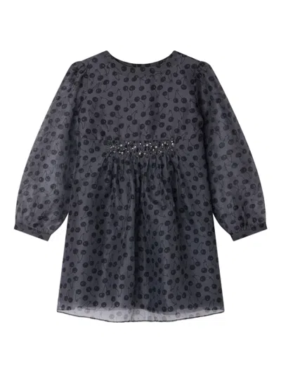Bonpoint Kids' Cherry-print Embellished Casual Dress In Black