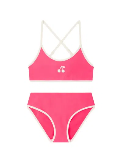 Bonpoint Kids' Cherry Print Lura Swimwear In Pink