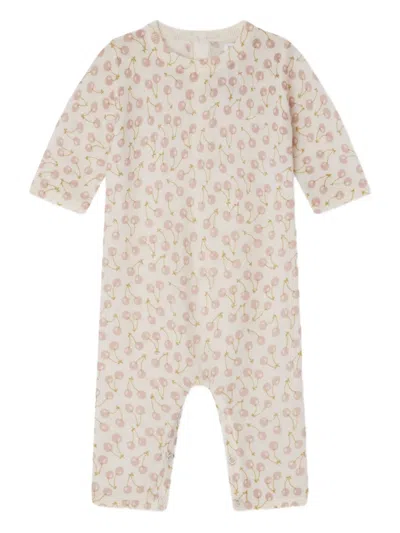 Bonpoint Babies' Cherry-print Wool Jumpsuit In Neutral