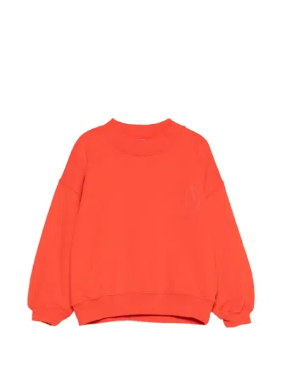 Bonpoint Kids' Cherry-embroidered Sweatshirt In Orange