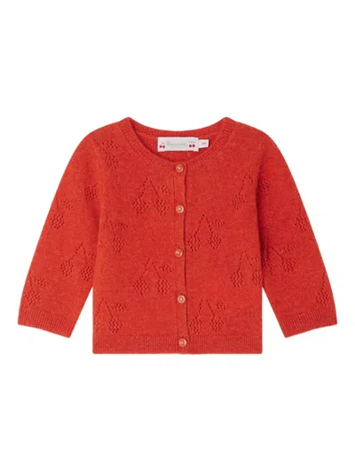 Bonpoint Babies' Cherry-pattern Button Cardigan In Red