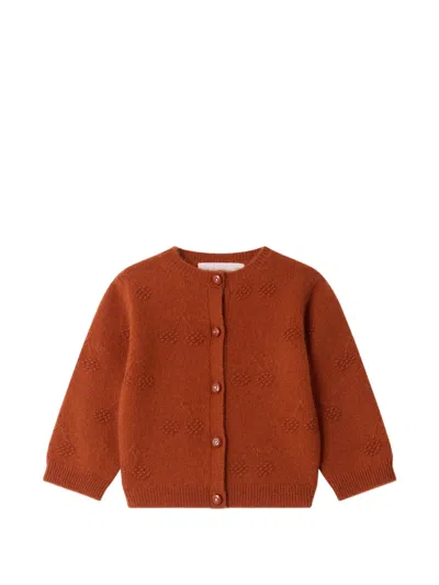 Bonpoint Babies' Cherry-pointelle Cashmere Cardigan In Orange