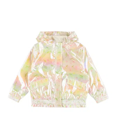 Bonpoint Cherry-print Hooded Elasticated Hem Jacket In Pink