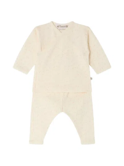 Bonpoint Babies' Cherry-print Wrap Pajamas In Neutral